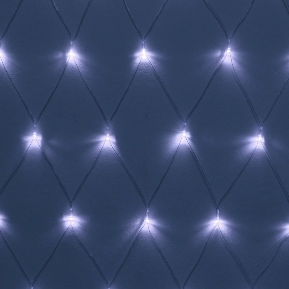 Гирлянда для дома СЕТКА ш2,0* в1,5м 144 лампы LED прозр.пров.,8 реж, IP-20, Белый (возможность соединения)