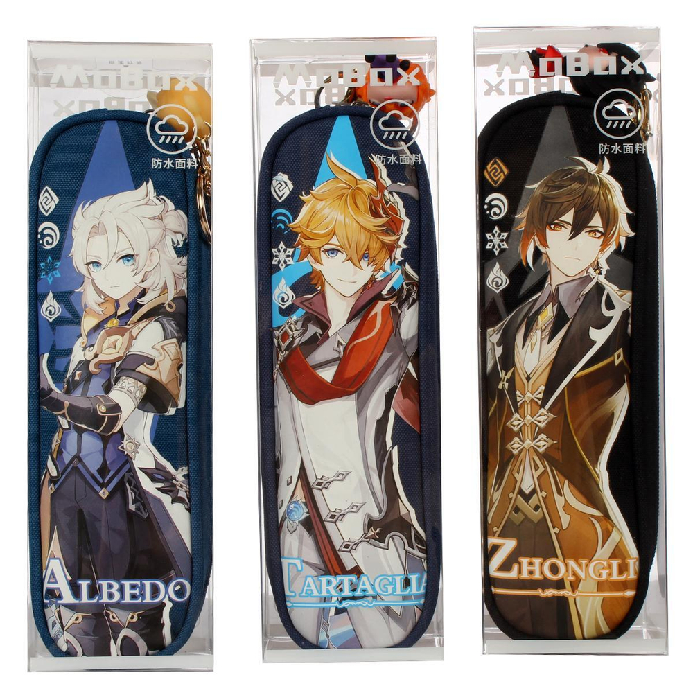 Пенал "Геншин Импакт 2" с брелоком, 22,5*7,5*6,5см, 4 дизайна микс, С-40291