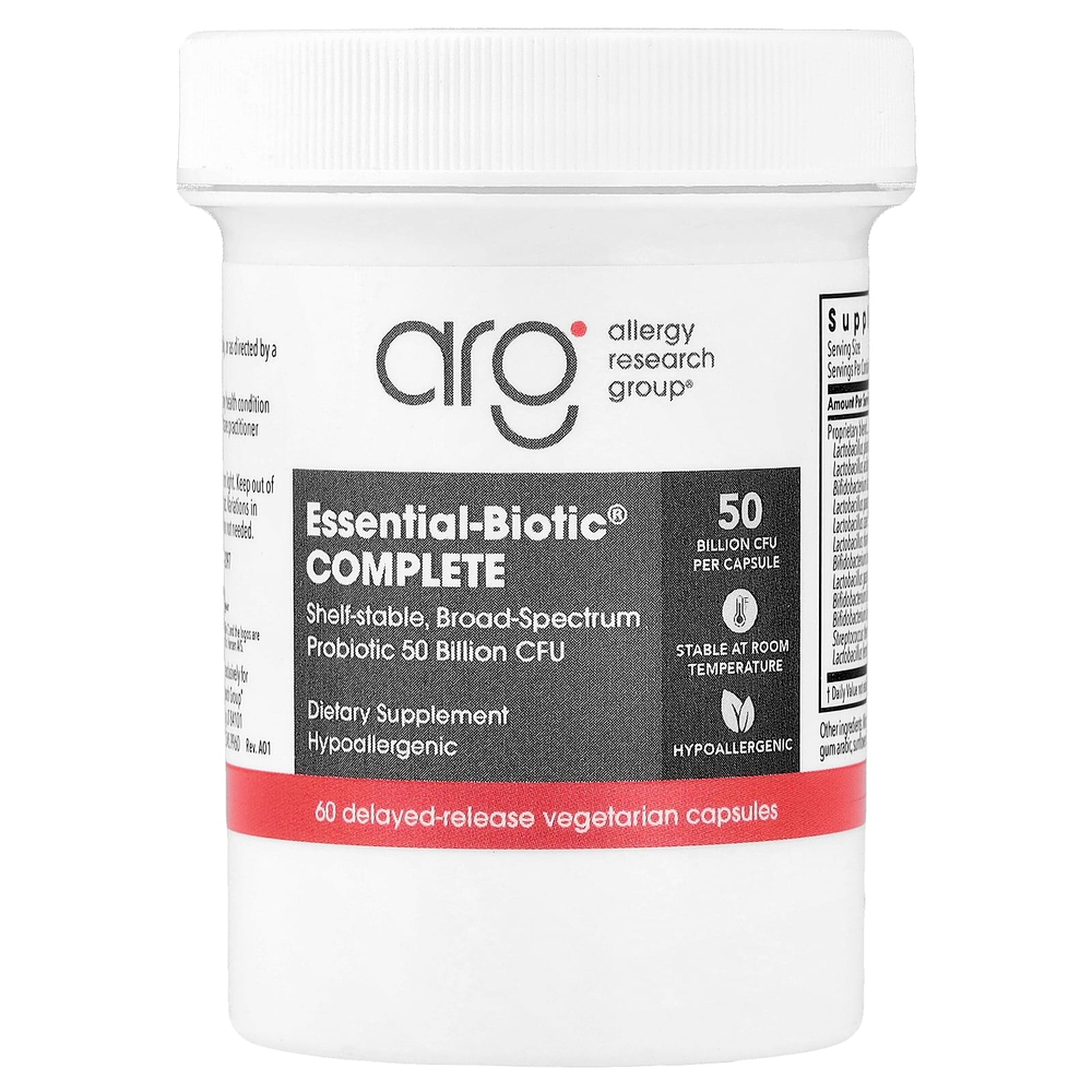 Allergy Research Group, Essential-Biotic®, комплекс с отсроченным высвобождением, 50 млрд КОЕ, 60 вегетарианских капсул с отсроченным высвобождением