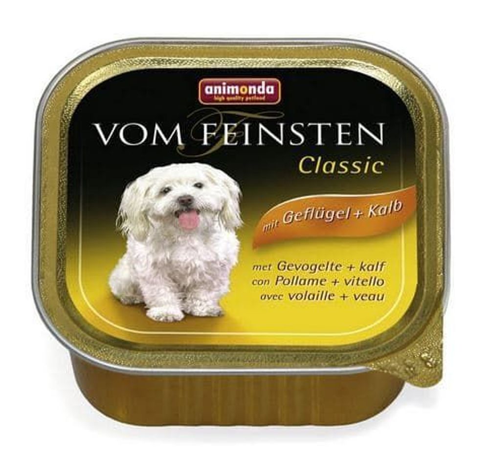 Консервы Vom Feinsten Classic для собак с мясом домашней птицы и телятиной 150г
