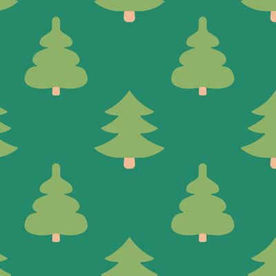 Green Christmas trees fabric print