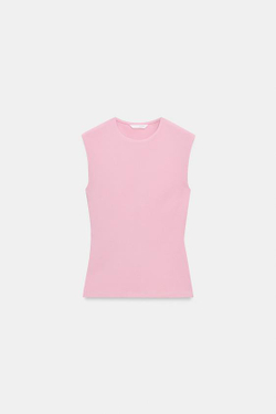 ZARA ФУТБОЛКА БЕЗ РУКАВОВ, ПУДРОВО-РОЗОВЫЙ