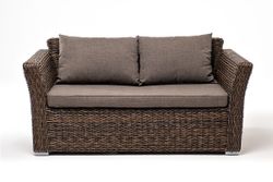 "Капучино" диван из искусственного ротанга (гиацинт) двухместный, цвет коричневый