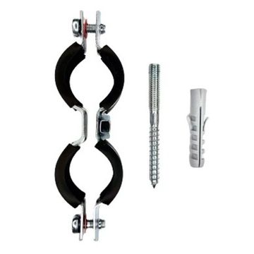 Сдвоенный хомут Stout для труб 32-37 мм (1") с шурупом, шпилькой и дюбелем (SAC-0020-200001)