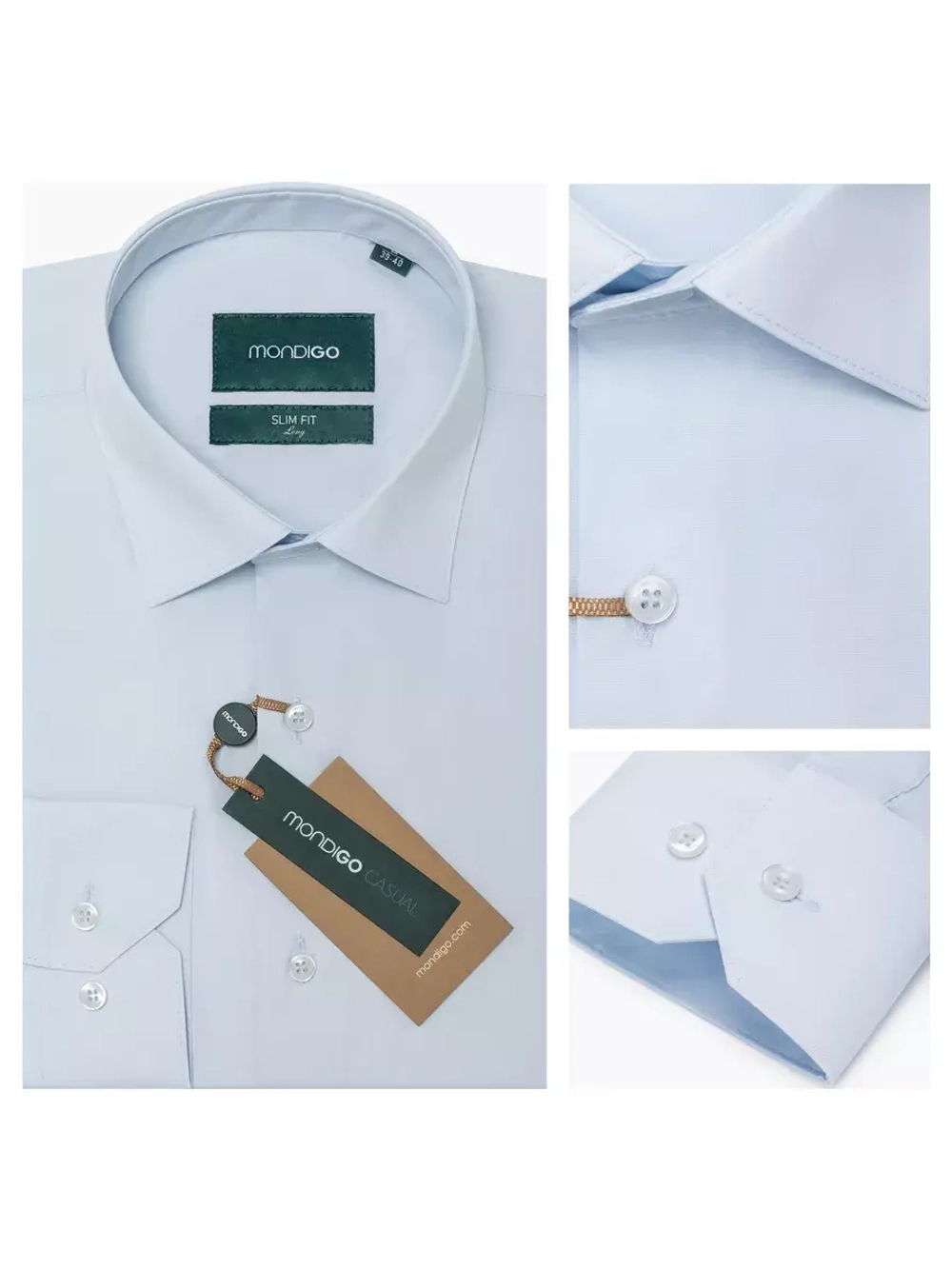 Рубашка на высокий рост LONG SLIM FIT с длинным рукавом, светло-голубая