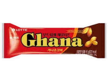 Шоколадный батончик GHANA CHOCOBAR PEANUT с орехом 45г (Лотте ЮКорея)