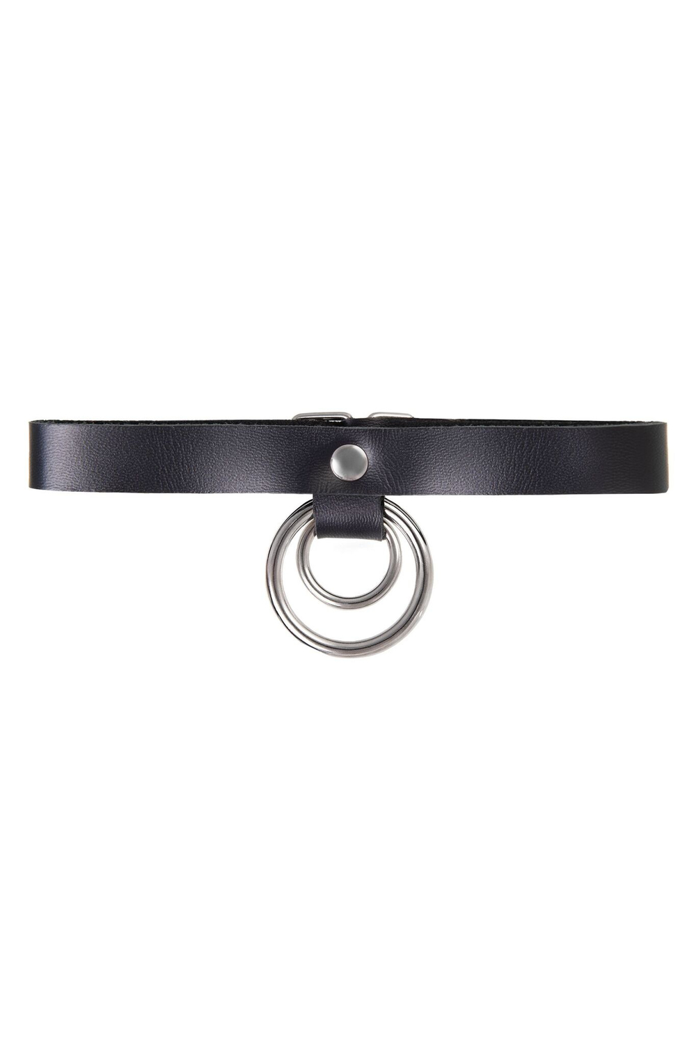 Черный чокер-ошейник с кольцом в кольце