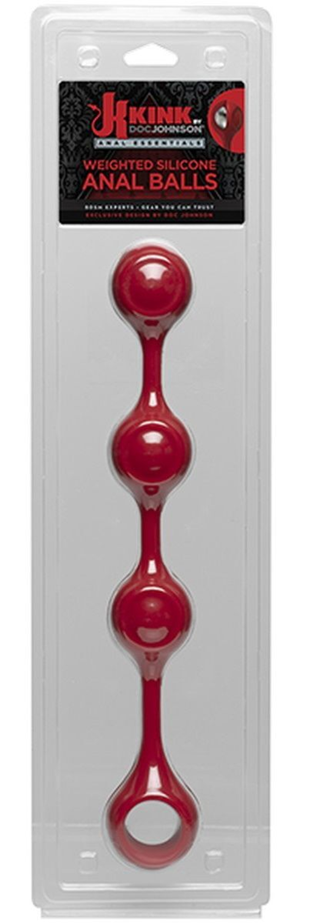 Красные утяжеленные анальные шарики Anal Essentials Weighted Silicone Anal Balls - 34,3 см. (Цвет: красный)