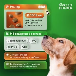 Уценка! Повр.упак. / Сухой корм Green Holder для щенков крупных пород