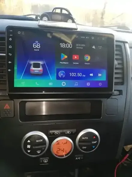 Магнитола для Nissan Tiida C11 2004-2013 (климат с круглым экранчиком, рамка черная) - Teyes SPRO+ Android 10, ТОП процессор, 4-32, SIM-слот