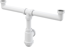 Сифон Alca Plast A448-DN50/40 для сдвоенной мойки с накидными гайками 6/4"