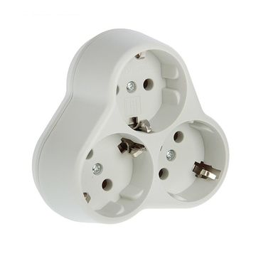 Сетевой разветвитель UNIVersal 3 гнезда   16А  з/к бел. тройник круглый