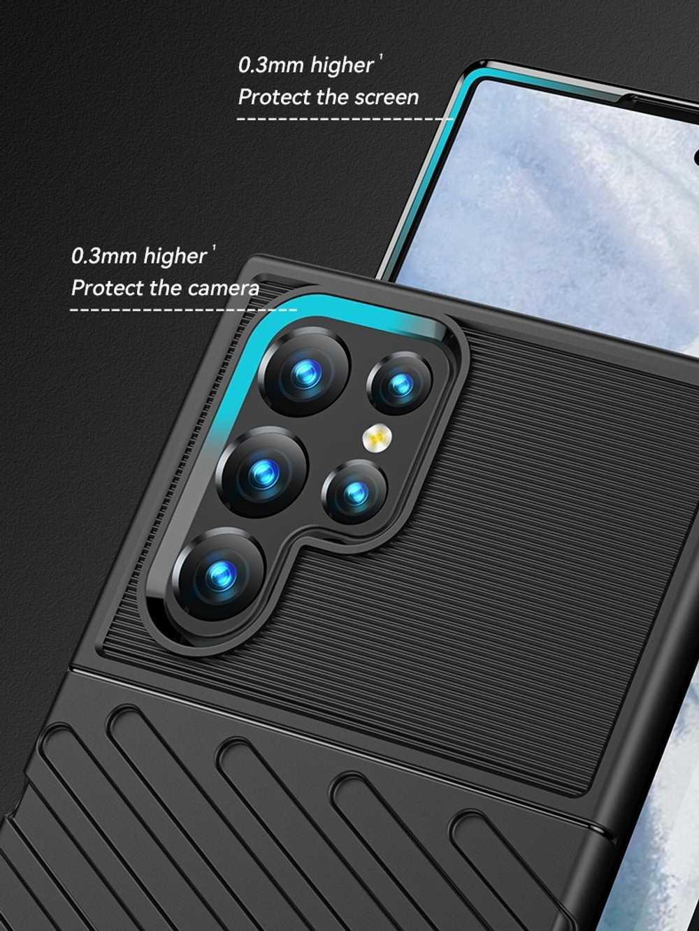 Чехол противоударный с рельефной фактурой для Samsung Galaxy S23 Ultra, серия Onyx (высокие защитные свойства) от Caseport