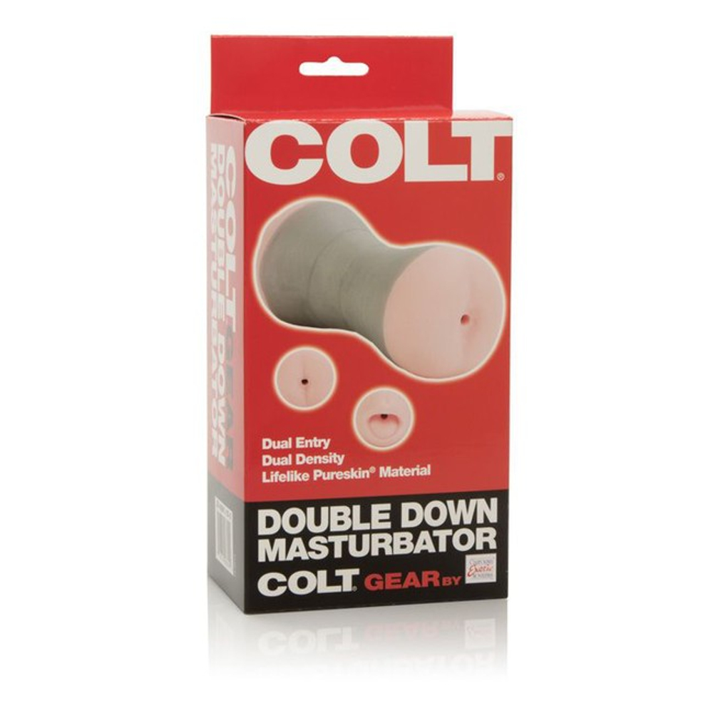 Двойной маструбатор COLT Double Down Masturbator (Цвет: телесный с серым)