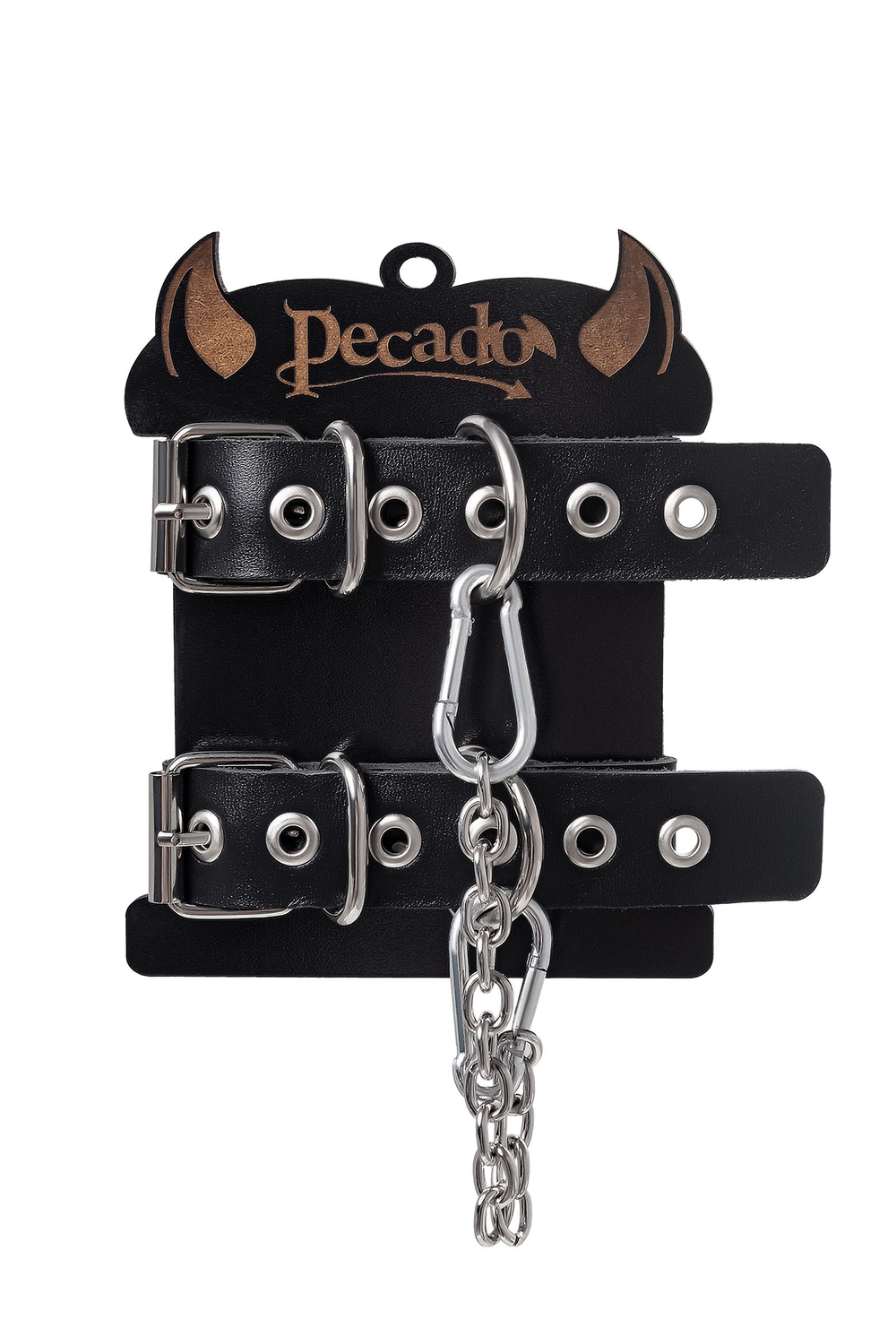 Черные оковы из одного ремешка с люверсами