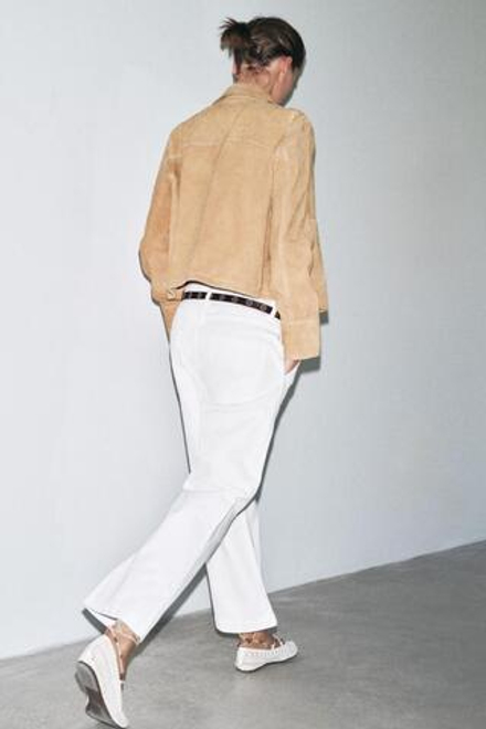 ZARA УКОРОЧЕННЫЕ БРЮКИ ЧИНОС — ZW COLLECTION, ЭКРЮ