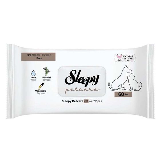 Nəm salfet \ Влажные салфетки \ Wet wipes Ev heyvanları üçün Sleepy Petcare 60 ədəd