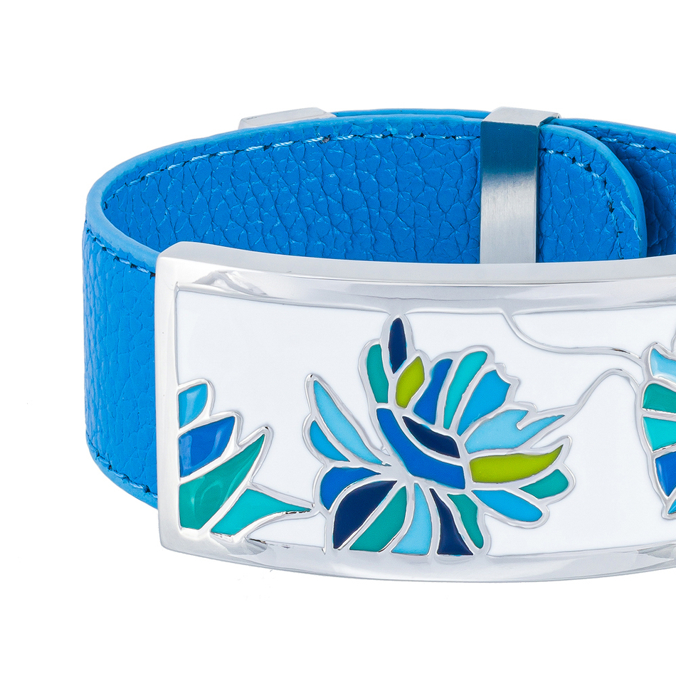 Браслет Fiore Luna на синем кожаном ремешке CB13599-5A