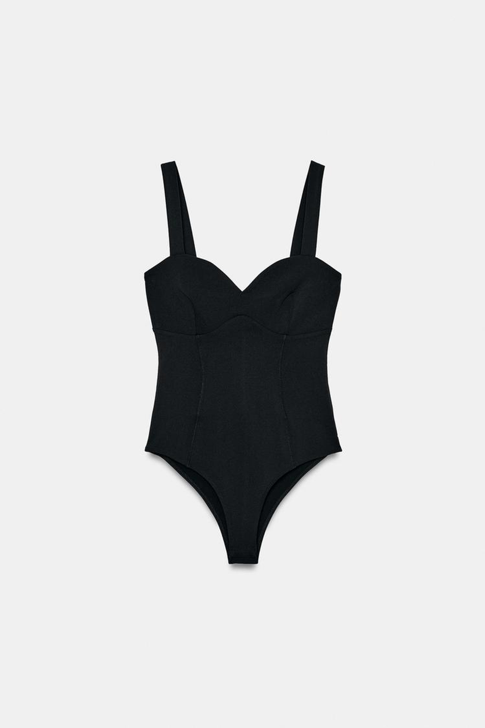 ZARA БОДИ С ВЫРЕЗОМ СЕРДЕЧКОМ НА БРЕТЕЛЯХ, ЧЕРНЫЙ