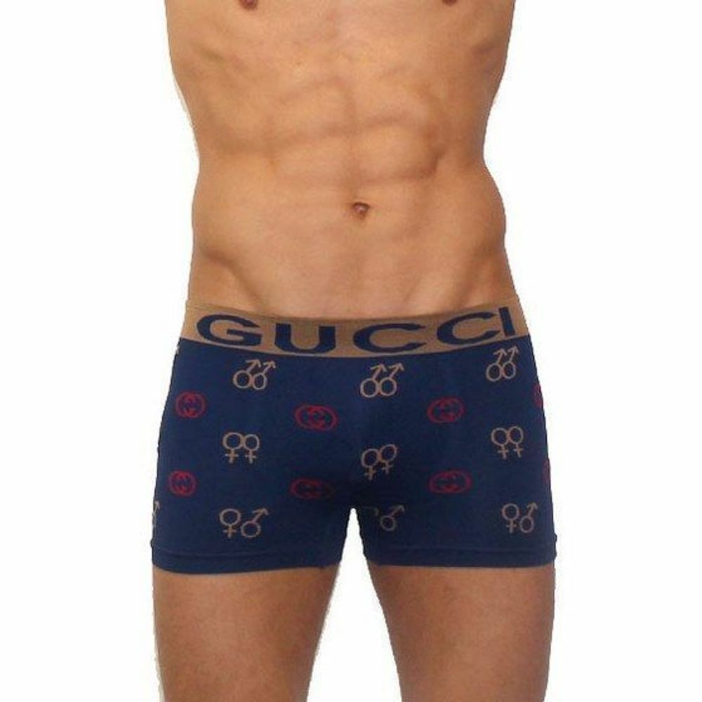 Мужские трусы бесшовные хипсы синие Gucci