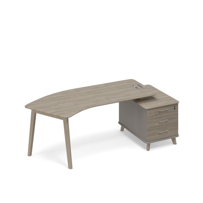 Стол руководителя правый тумба малая (тип 5) WOOD эргономичный мокко премиум (корпус) / вяз либерти (столешница, топ, фасад)