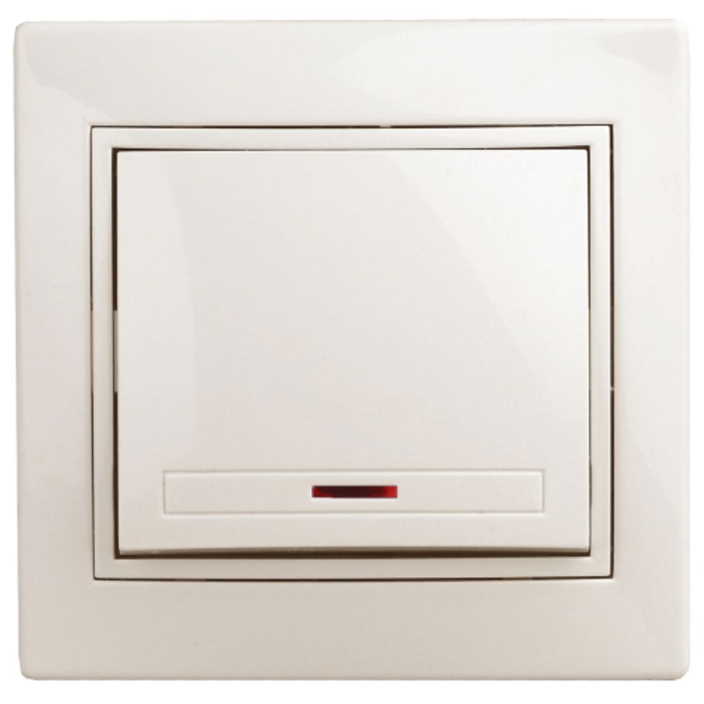 Выключатель Intro Plano 1-102-02 одноклавишный с подсветкой, 10А-250В, IP20, СУ, слоновая кость | Intro