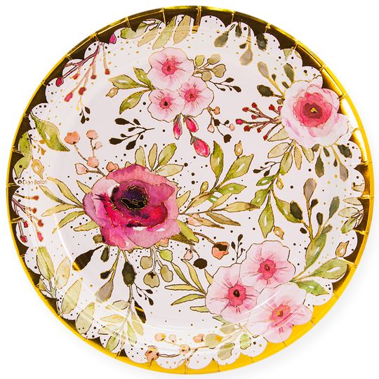 Тарелки 23 см., Акварельные цветы, 6шт.