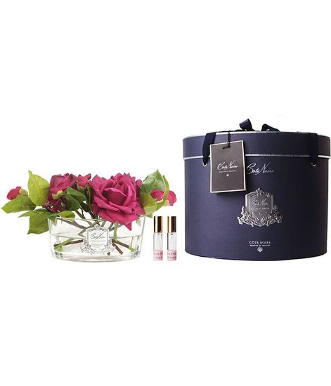 Букет красных роз в прозрачной овальной вазе, Cote Noire