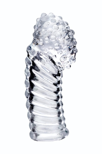 Прозрачная рельефная насадка на палец Dale - 8,5 см. (Цвет: прозрачный)