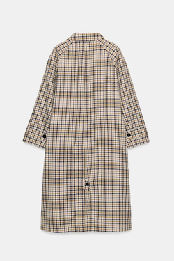 ZARA ДВУСТОРОННИЙ ТРЕНЧ В КЛЕТКУ — ZW COLLECTION, БЕЖЕВО-КОРИЧНЕВЫЙ