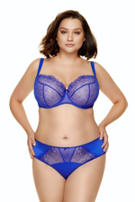 Бюстгальтер Pamela с мягкими сетчатыми чашками с вышивкой (Размер: 95F) (Цвет: синий)