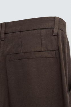 ZARA СТРУЯЩИЕСЯ БРЮКИ СО СКЛАДКАМИ, КОРИЧНЕВЫЙ