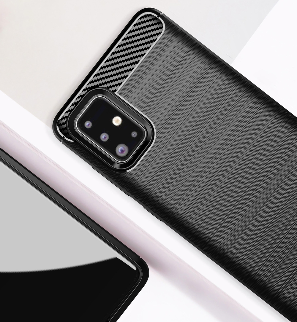 Чехол для Samsung Galaxy A71 цвет Black (черный), серия Carbon от Caseport
