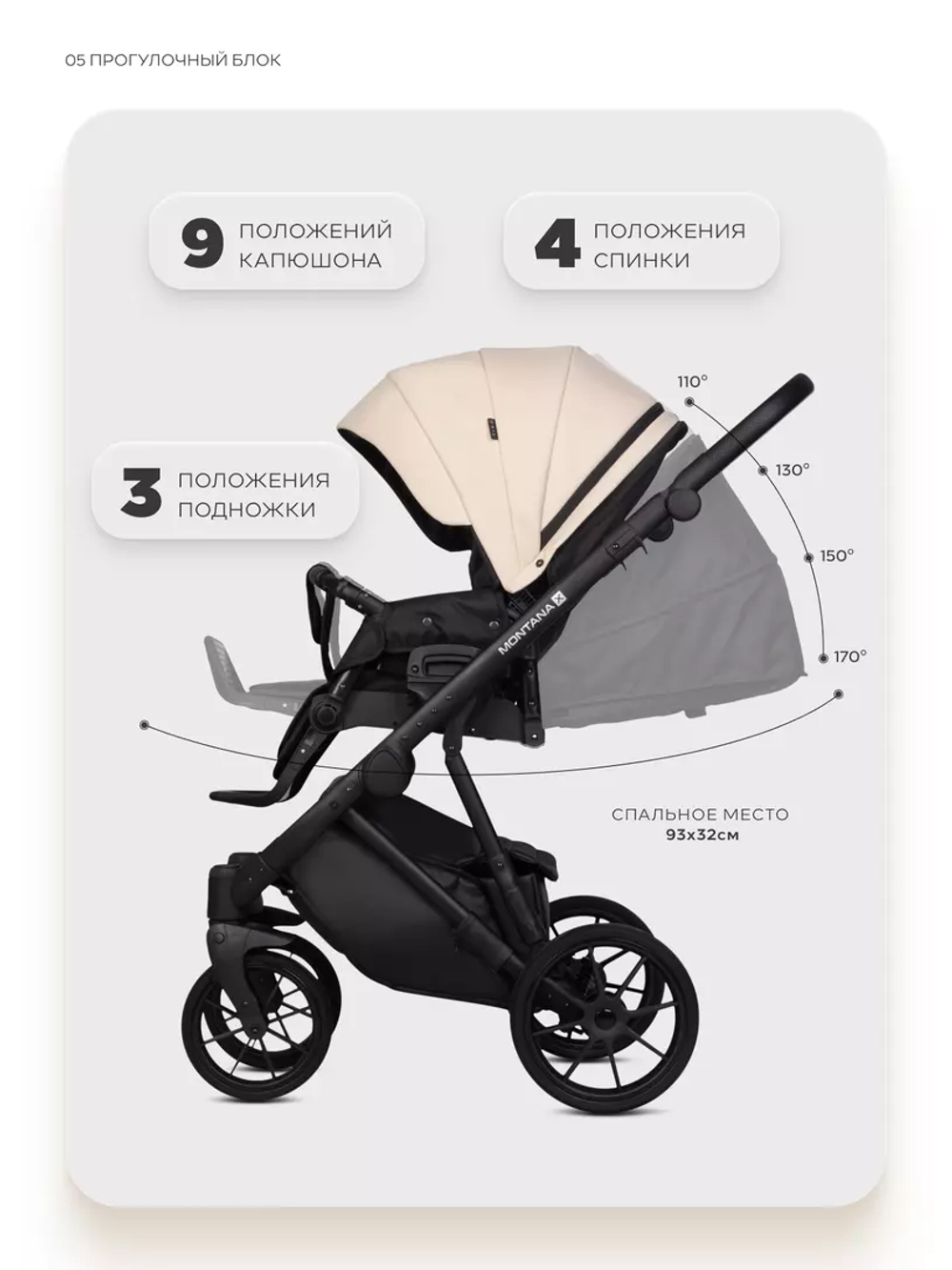 Коляска MONTANA X ECCO (3 в 1) (RIKO BASIC) 15 Ivory beige (бежевый)