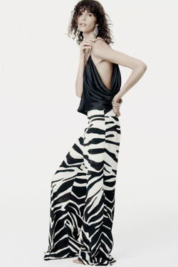 ZARA БРЮКИ С АНИМАЛИСТИЧЕСКИМ ПРИНТОМ — ZW COLLECTION, ЭКРЮ / ЧЕРНЫЙ