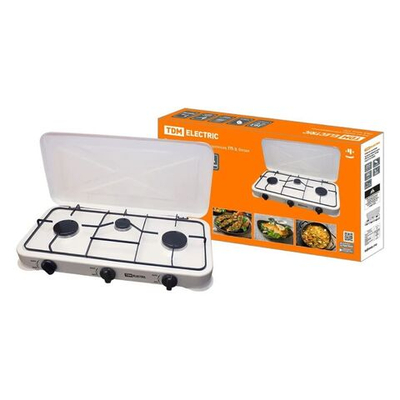 Плита газовая настольная, 3 конф, бел, TDM, ГП-3, SQ2515-0003
