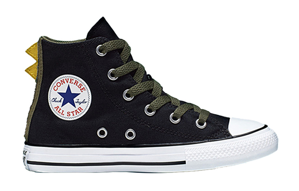 Big boy Converse Chuck Taylor All Star Dino Spikes comfortable non-slip wear-resistant high-top canvas shoes black