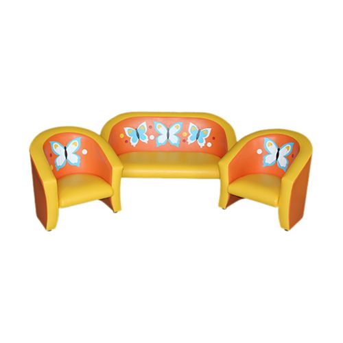 Комплект мягкой игровой мебели «Совенок с аппликацией» Бабочки оранжево-желтый