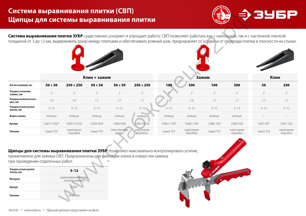 ЗУБР СВП Универсальные щипцы для системы выравнивания плитки, МАСТЕР (3389)