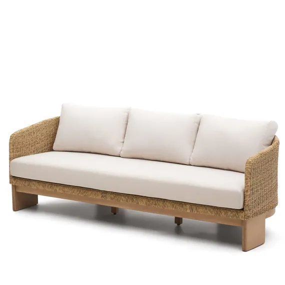 Трехместный диван Xoriguer из ротанга и массива эвкалипта