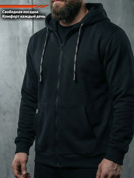 Толстовка с капюшоном и карманом на молнии мужская LEGENDA Urban черная