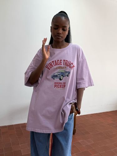 Лиловая хлопковая футболка Vintage Truck