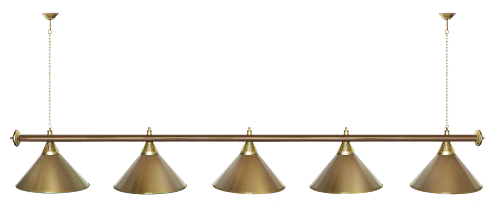 Лампа STARTBILLIARDS 5 пл. (плафоны зеленые,штанга золотая,фурнитура золото)