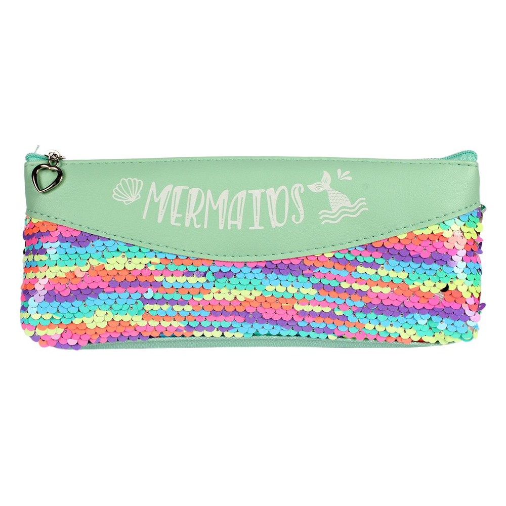 Пенал "Mermaid" 20,5*3.5*9 см, 2 отд., пайетки