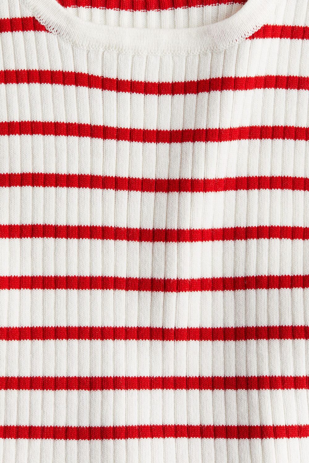 H&M Топ на бретелях в рубчик, белый/красный