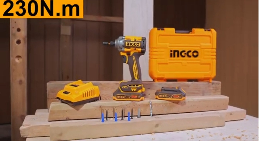 Аккумуляторный бесщеточный импульсный винтоверт INGCO CIRLI2023 INDUSTRIAL 20 В 230 Нм