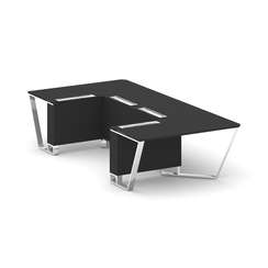 Steel Meet Стол переговорный П-образный MFK-PR.B.SP-07P Черный/МДФ Ультраматт Черный/Нержавеющая ста