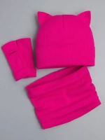 Шапка для девочки осенняя с митенками и снудом