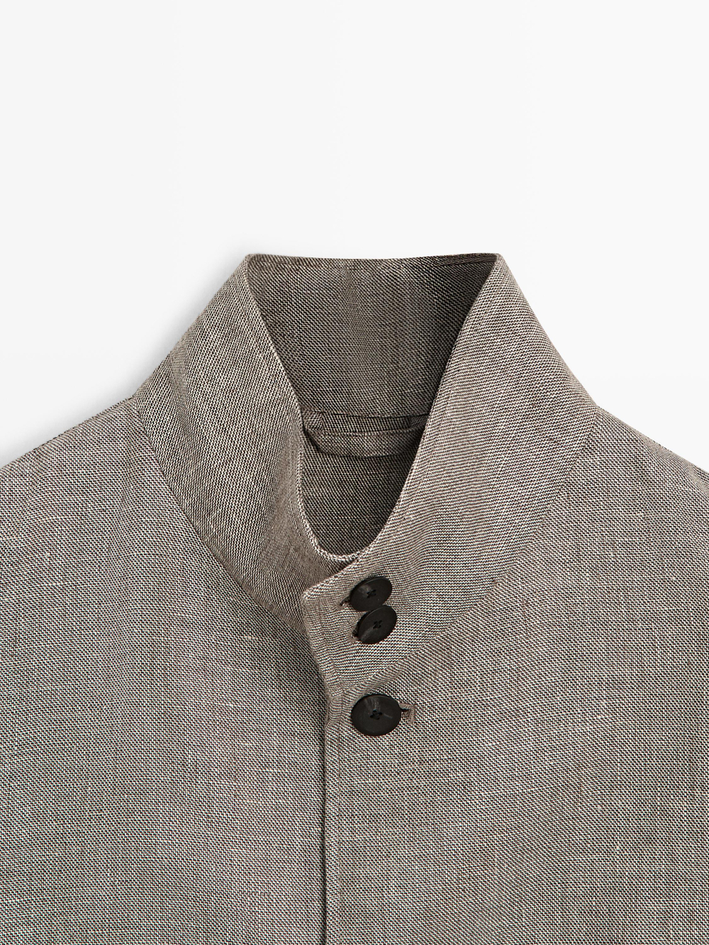 Massimo Dutti Бомбер из смесового льна с воротником, бежевый