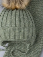 Шапка зимняя детская с помпоном и снуд